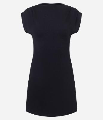 Vestido Curto em Ponto Roma com Ombro Drapeado