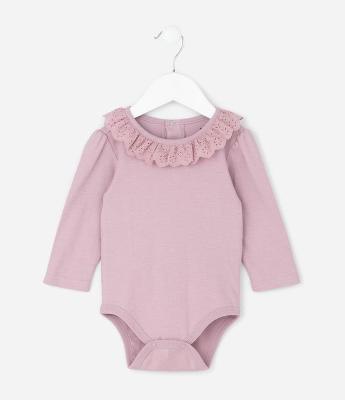 Body Infantil com Babado Broderie – Tam 0 a 18 Meses