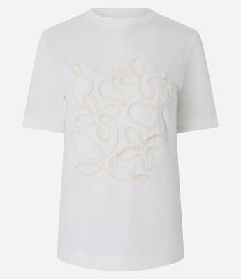 Camiseta em Algodão com Bordado Abstrato