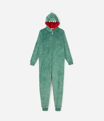 Pijama Infantil Jumper de Dinossauro com Capuz 3D – Tam 2 a 14 Anos