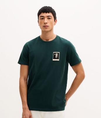 Camiseta Manga Curta em Algodão com Estampa Texturizada