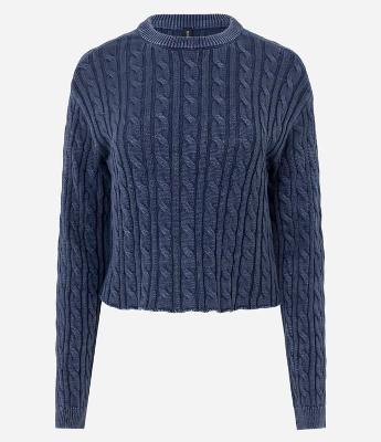 Blusão Tramado em Tricô com Manga Longa