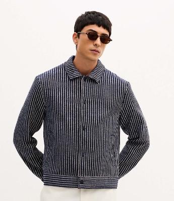 Jaqueta Texturizada Jacquard Listrada