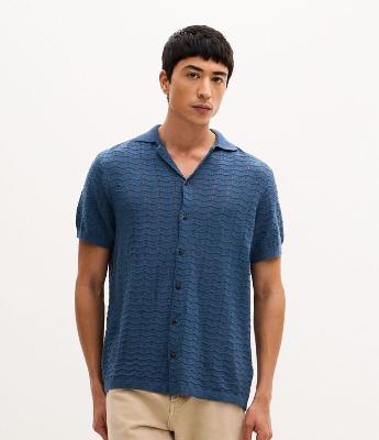 Camisa Manga Curta Texturizada