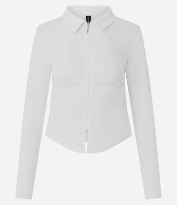 Camisa Manga Longa em Bengaline com Zíper Frontal