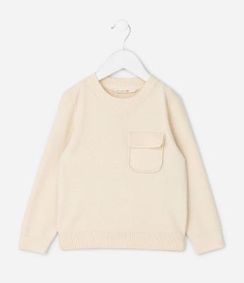 Casaco Infantil em Efeito Tricô com Bolso Lapela – Tam 1 a 5/6 Anos