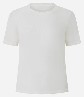 Camiseta Ajustada Esportiva em Tule com Mangas Curtas