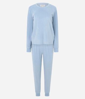 Pijama Longo em Plush com Textura de Corações