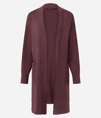Cardigan Alongado em Tricô com Bolsos