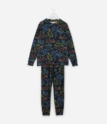 Pijama Infantil Longo com Estampa Dinossauros – Tam 4 a 14 Anos