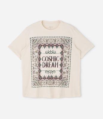 Camiseta Alongada com Estampa em Algodão Curve & Plus Size