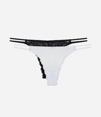 Kit 2 Calcinhas String Fio em Renda Floral