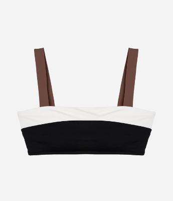 Biquini Top Bandeau com Estampa Bloco de Cor