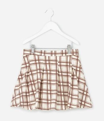 Saia Infantil Xadrez com Pregas e Shorts Interno – Tam 7 a 16 Anos