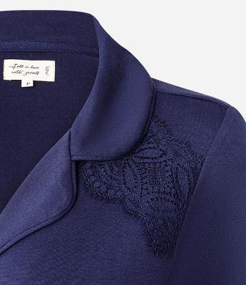 Camisola Longa em Peach Touch com Detalhe em Renda