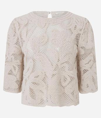 Blusa Regular em Tricô Texturizado com Manga Curta