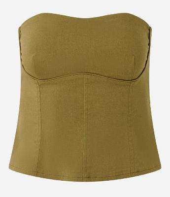 Blusa Tomara que Caia em Bengaline com Recorte no Busto