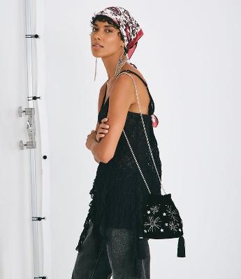 Bolsa Transversal Pequena com Aplicações de Brilho