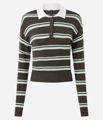 Casaco Slim Polo em Tricô Listrado