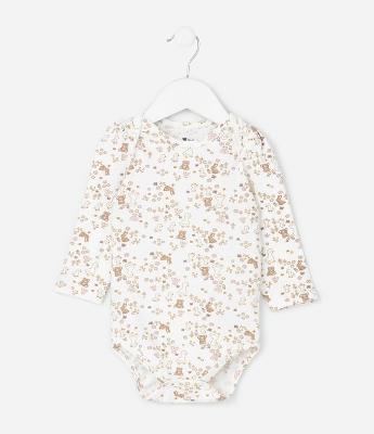 Body Infantil com Estampa de Animais e Flores – Tam RN a 18 Meses