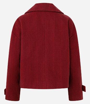 Casaco Regular com Gola Blazer e Padronagem Espinha de Peixe