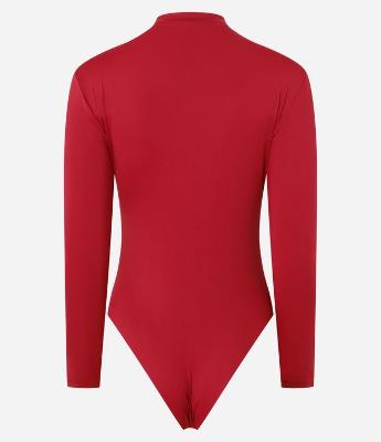 Body em Poliamida com Manga Longa e Franzidos