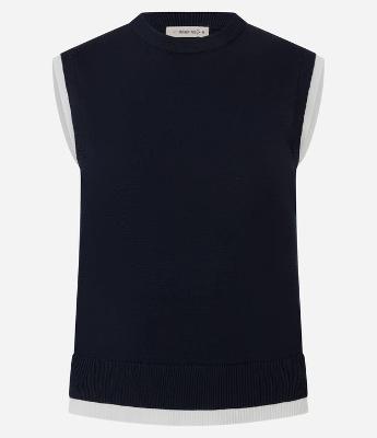 Blusa Colete em Tricô com Viés Contrastantes