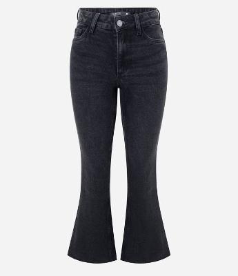 Calça Flare Cropped em Jeans com Cintura Média