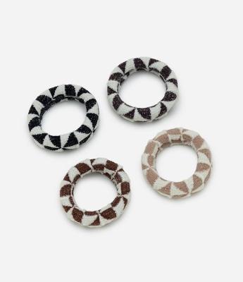 Kit 04 Borrachinhas de Cabelo com Estampa Geométrica