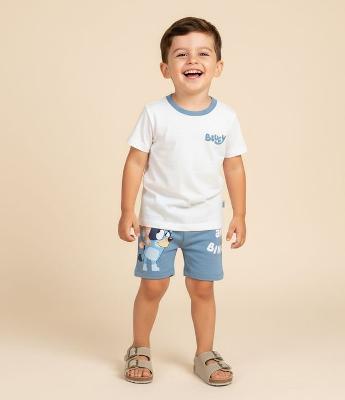 Conjunto Infantil Bluey com Camiseta e Bermuda – Tam 2 a 6 Anos