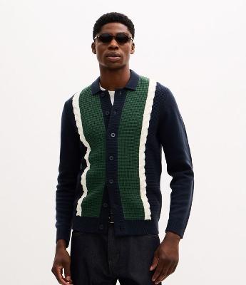 Cardigan em Efeito Tricô com Faixas