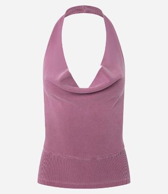 Blusa Decote Degagê em Ribana com Alça Halter