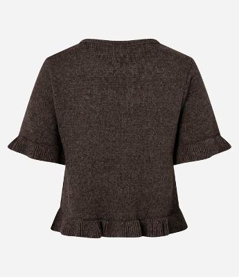 Blusa em Tricô com Babadinhos nas Mangas e Barra