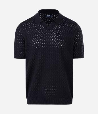 Polo Manga Curta com Texturizado Zig Zag