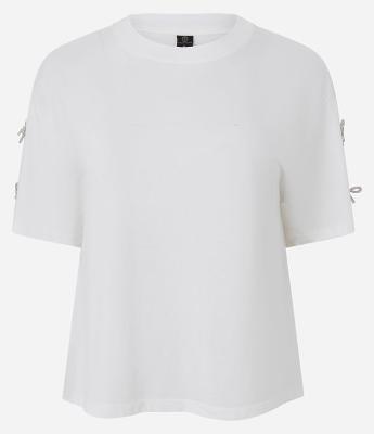 Camiseta em Algodão com Laços Brilhantes nas Mangas