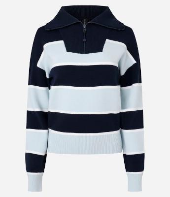 Blusão Listrado em Tricô com Half Zíper