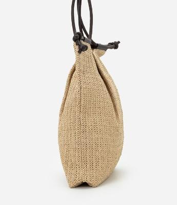 Bolsa Saco em Papel Trançado com Alça em PU
