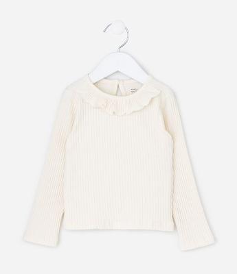 Blusa Infantil Canelada com Babado na Gola – Tam 1 a 5/6 Anos