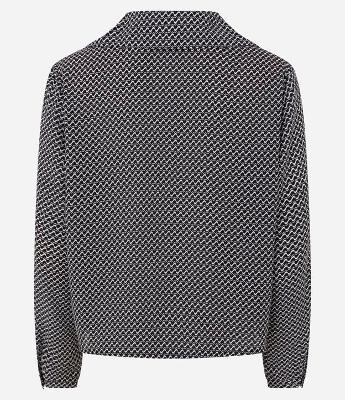 Blusa Feminina Manga Longa Mini Pied-de-Poule Chiffon