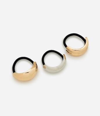 Kit 03 Borrachinhas de Cabelo com Detalhe Metalizado