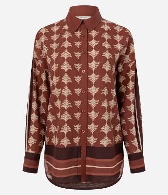 Camisa em Viscolinho com Estampa Abstrata