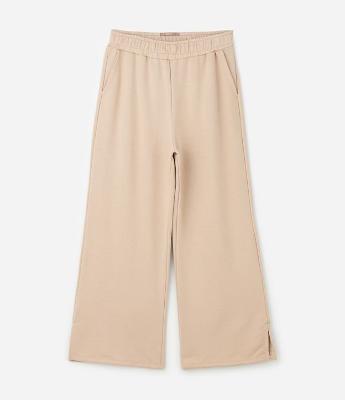 Calça Wide Leg de Moletom Esportiva com Abertura Lateral Curve & Plus Size