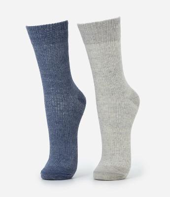 Kit 02 Meias Caneladas Cano Alto em Algodão