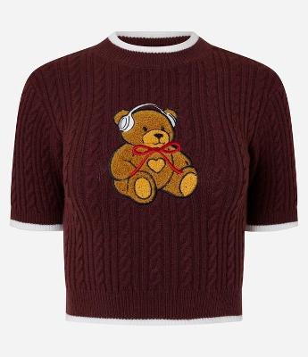 Blusa em Tricô com Bordado de Urso