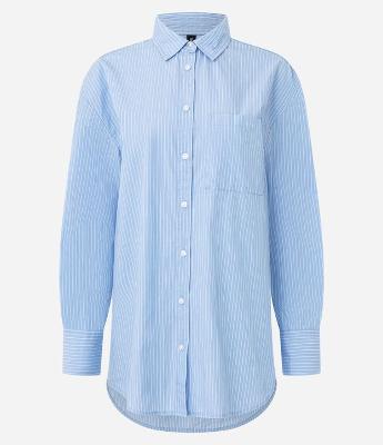 Camisa Alongada Listrada em Tricoline