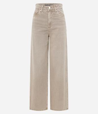 Calça Jeans Wide Leg Cationizada com Cintura Alta