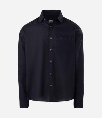 Camisa Boxy Manga Longa Lisa em Cânhamo