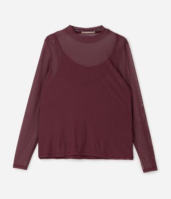 Blusa Manga Longa em Tule com Anágua e Golinha Curve & Plus Size