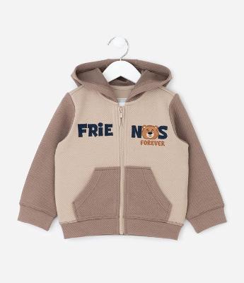 Casaco Infantil com Capuz e Lettering Bordado – Tam 1 a 5/6 Anos