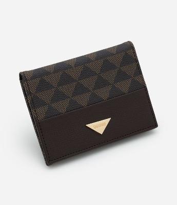 Carteira Pequena em PU com Estampa Triângulos